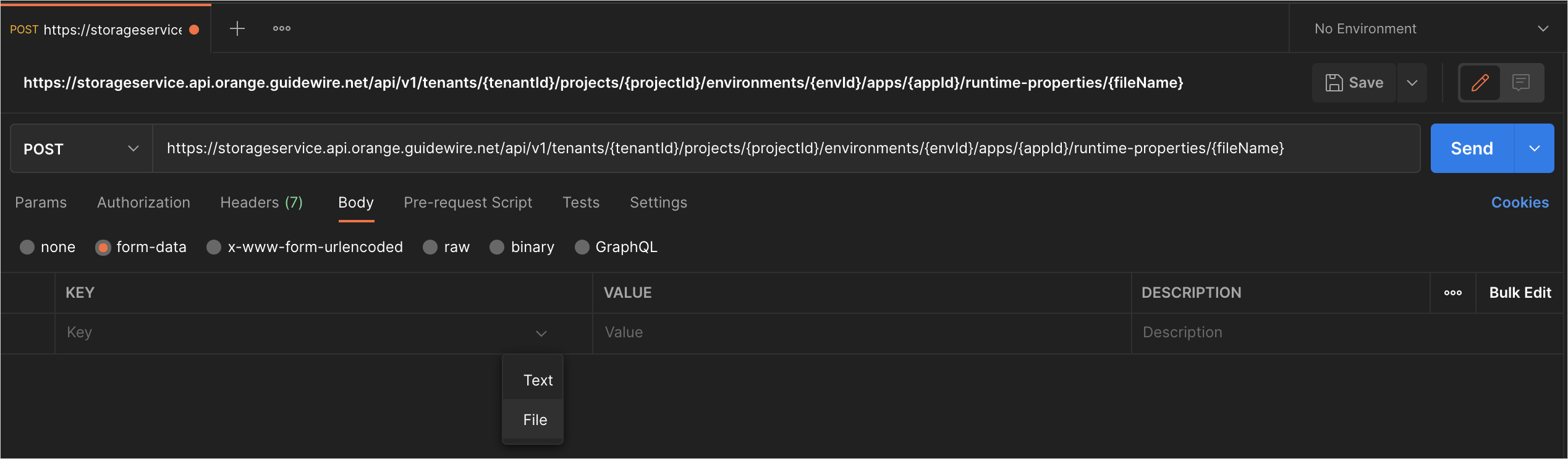Upload a file in Postman