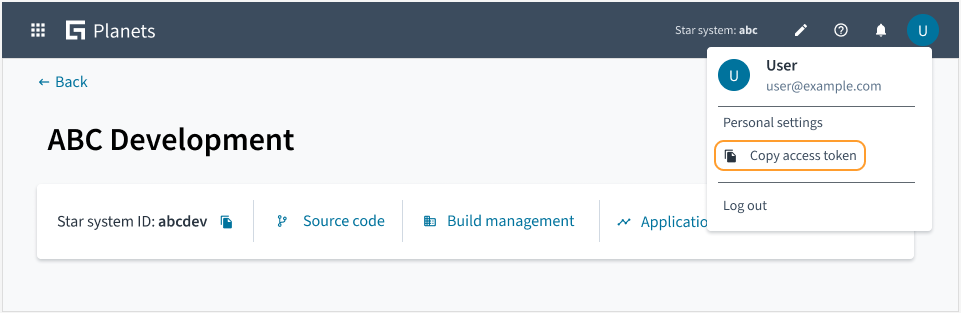 Copy an access token.