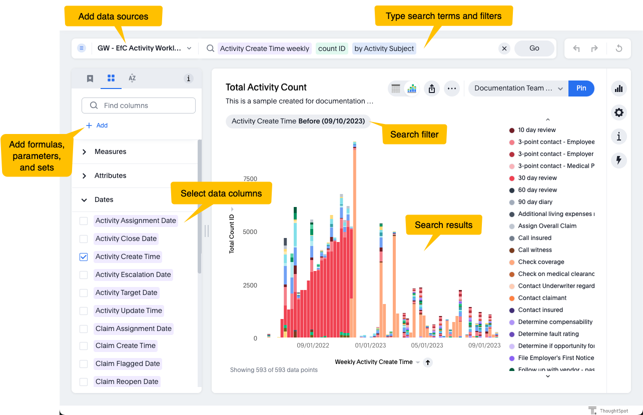 Example search data page