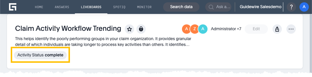 A liveboard with a filter for 'Activity Status' below the title.