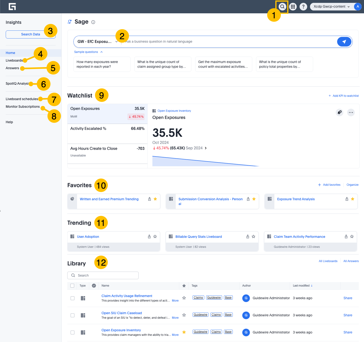 Explore Insights home page