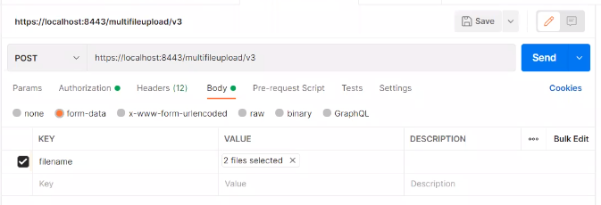 Example multifileupload API request