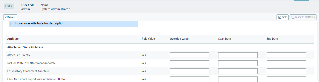 User overrides list shown.