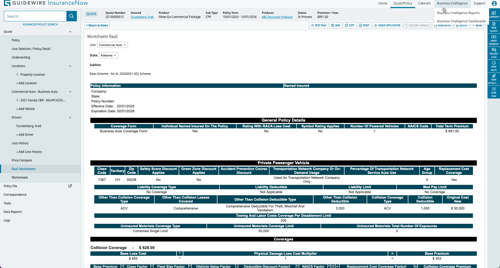 Raas integration for GO Commercial Auto