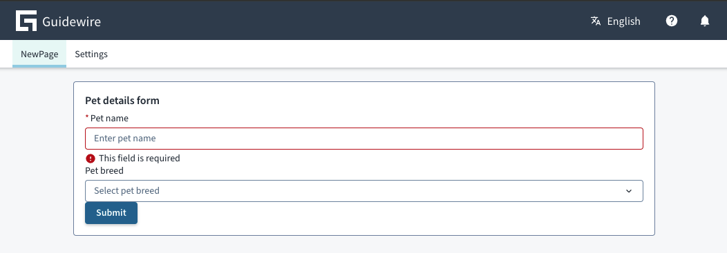 Beispiel für eine Fehlerstatusmeldung
