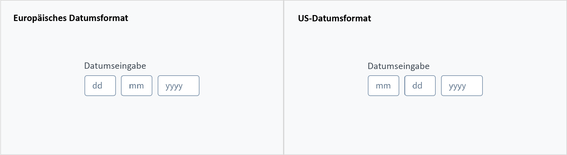 Abbildung mit Datumsformaten für europäische und US-amerikanische Gebietsschemata