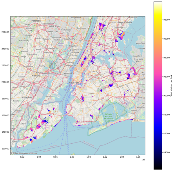 Geo chart for visualizing park traffic