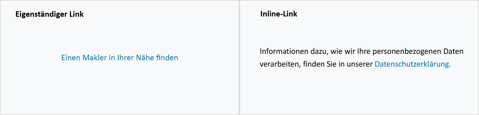 Abbildung mit einer eigenständigen Textverknüpfung und einer Inline-Textverknüpfung