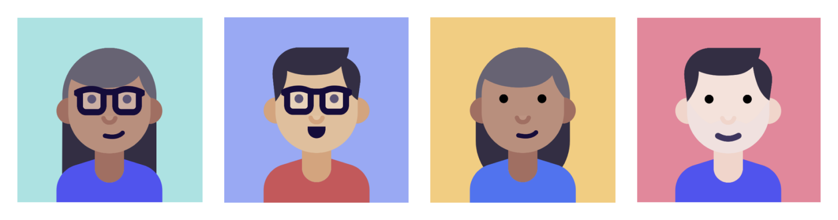 Image with four personas and their avatars