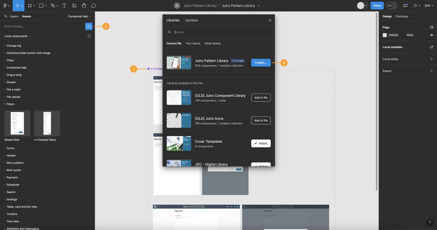 Image that illustrates how to publish patterns to the Jutro pattern library