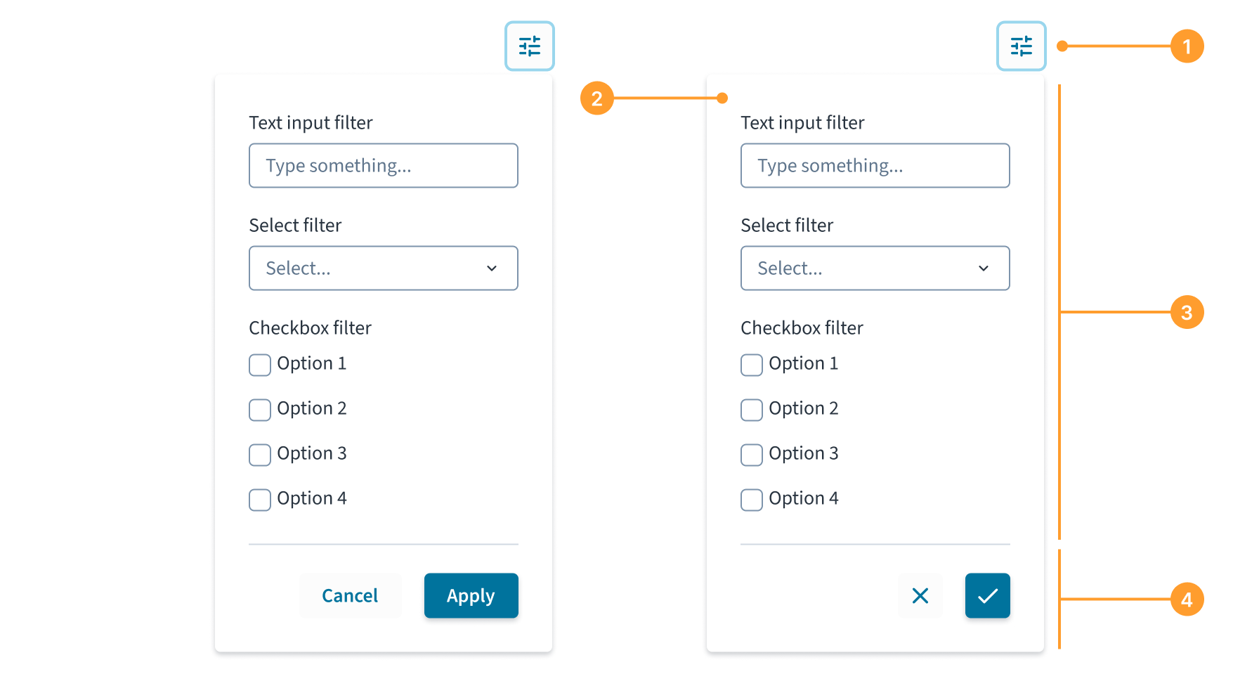 Abbildung des Aufbaus eines einfachen Filters, der in einem Popover angezeigt wird