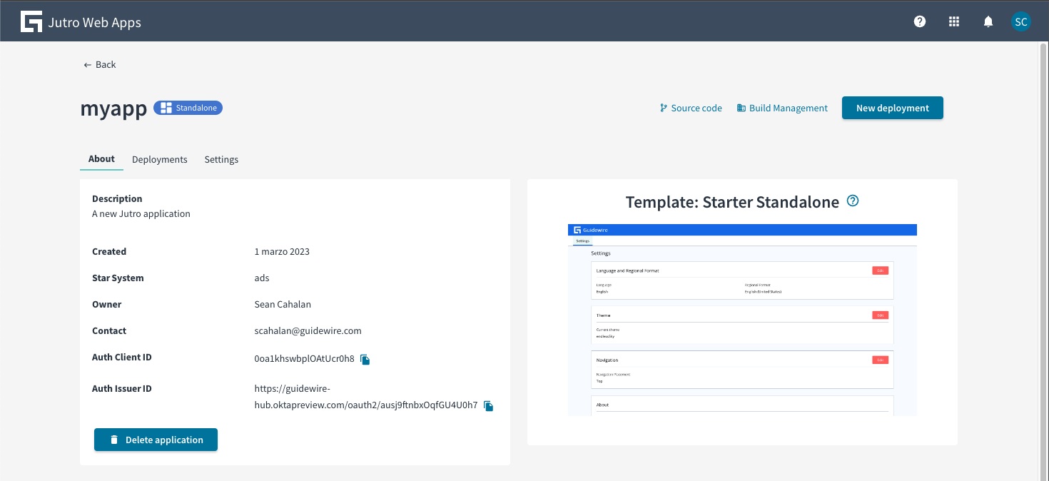 App in Jutro Web Apps bereitgestellt