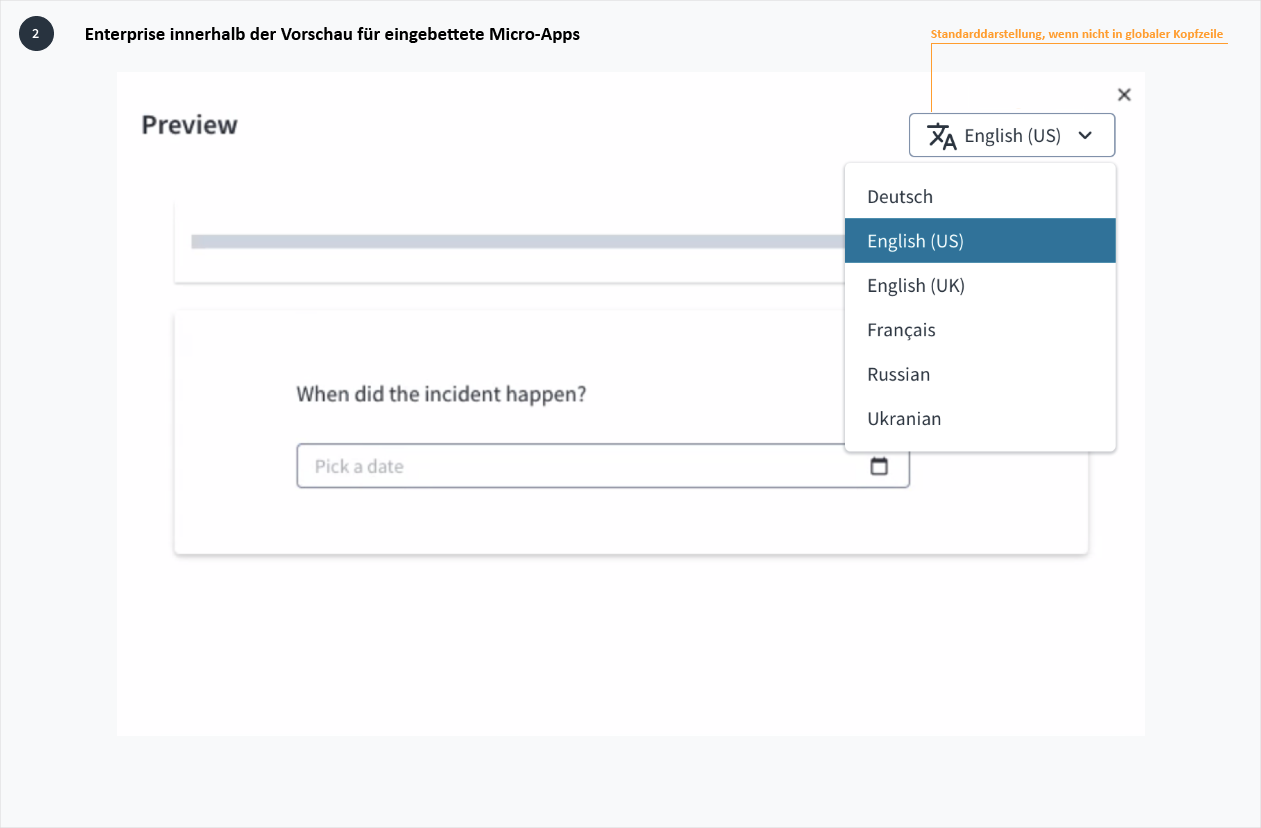 Vorschau des eingebetteten Micro-Frontend in Enterprise-Anwendung