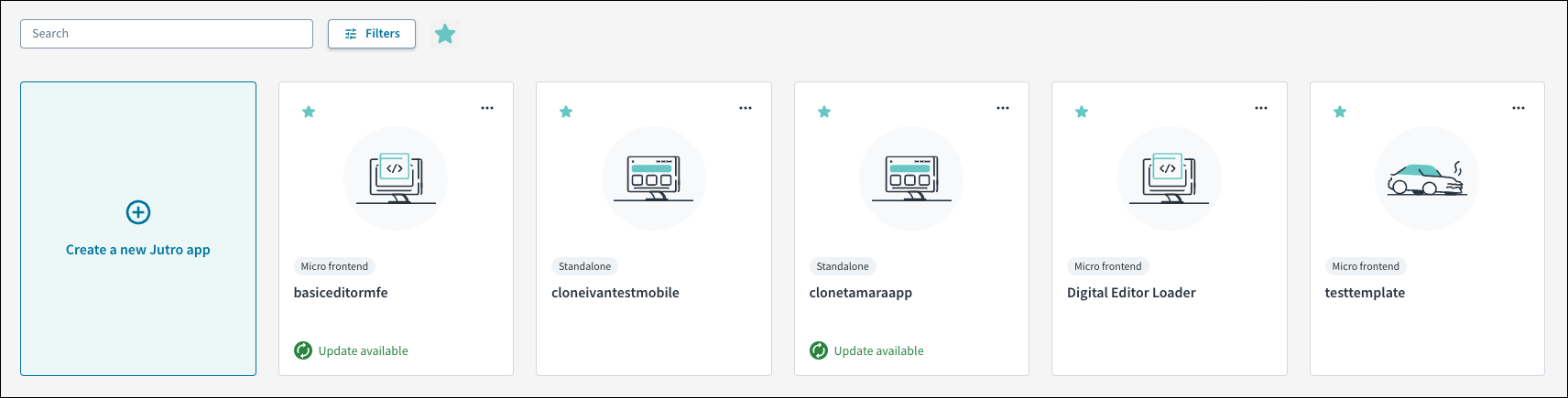 Jutro Web Apps-Favoriten