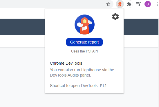 Lighthouse als Erweiterung in Chrome