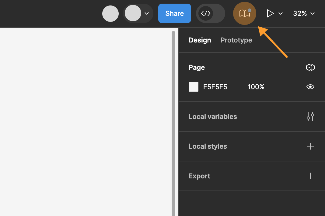 Image that shows how to access notifications of component updates in Figma