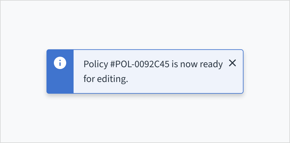 Ejemplo de una notificación del sistema de tipo de error con descripción.
