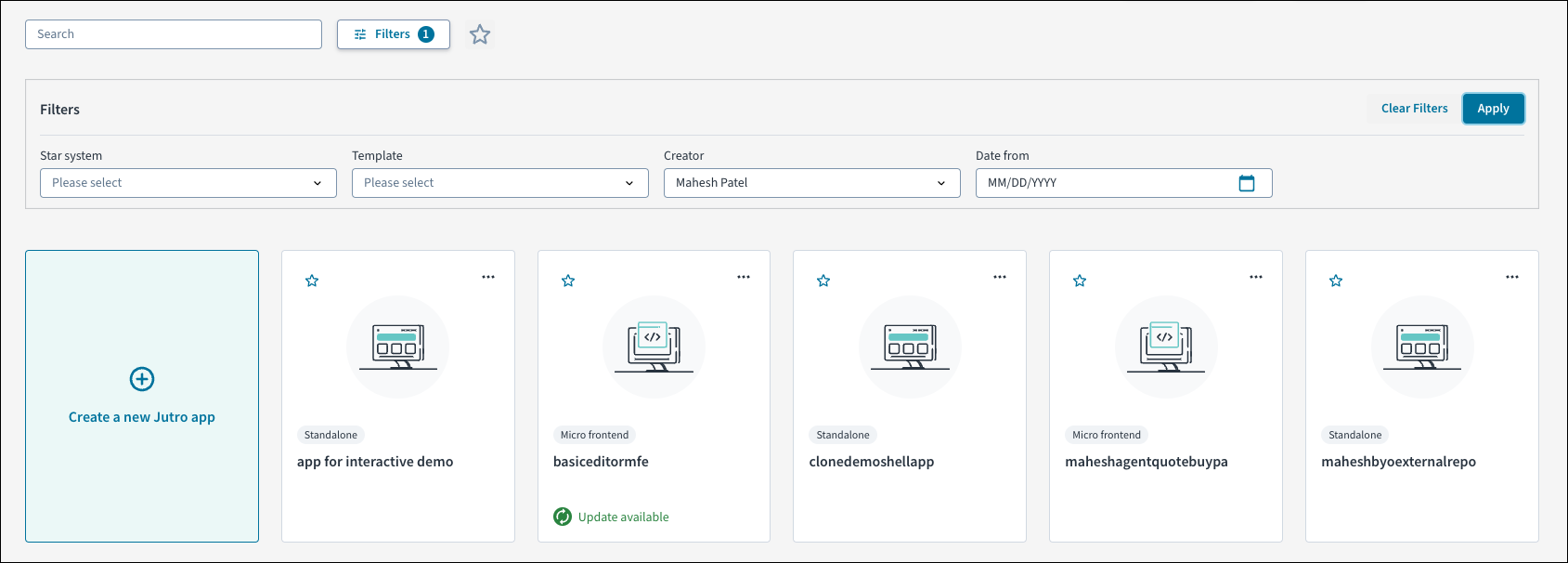 Filtros de Jutro Web Apps