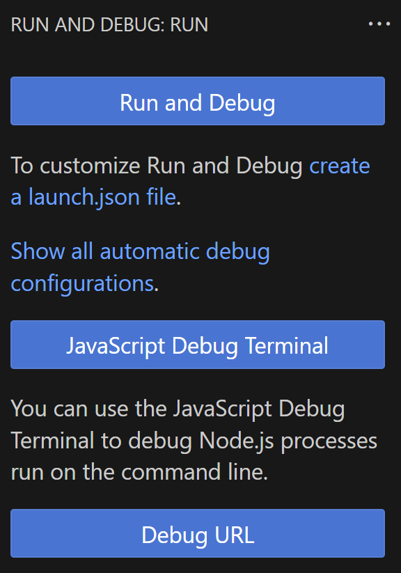 Captura de pantalla del terminal de depuración de JavaScript.