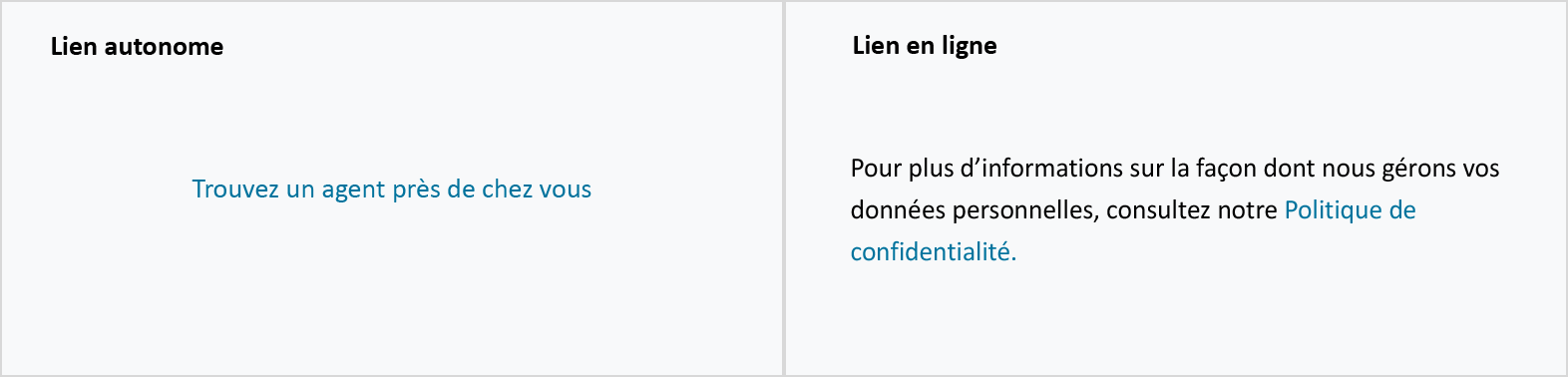 Image représentant un lien de texte autonome et un lien de texte intégré