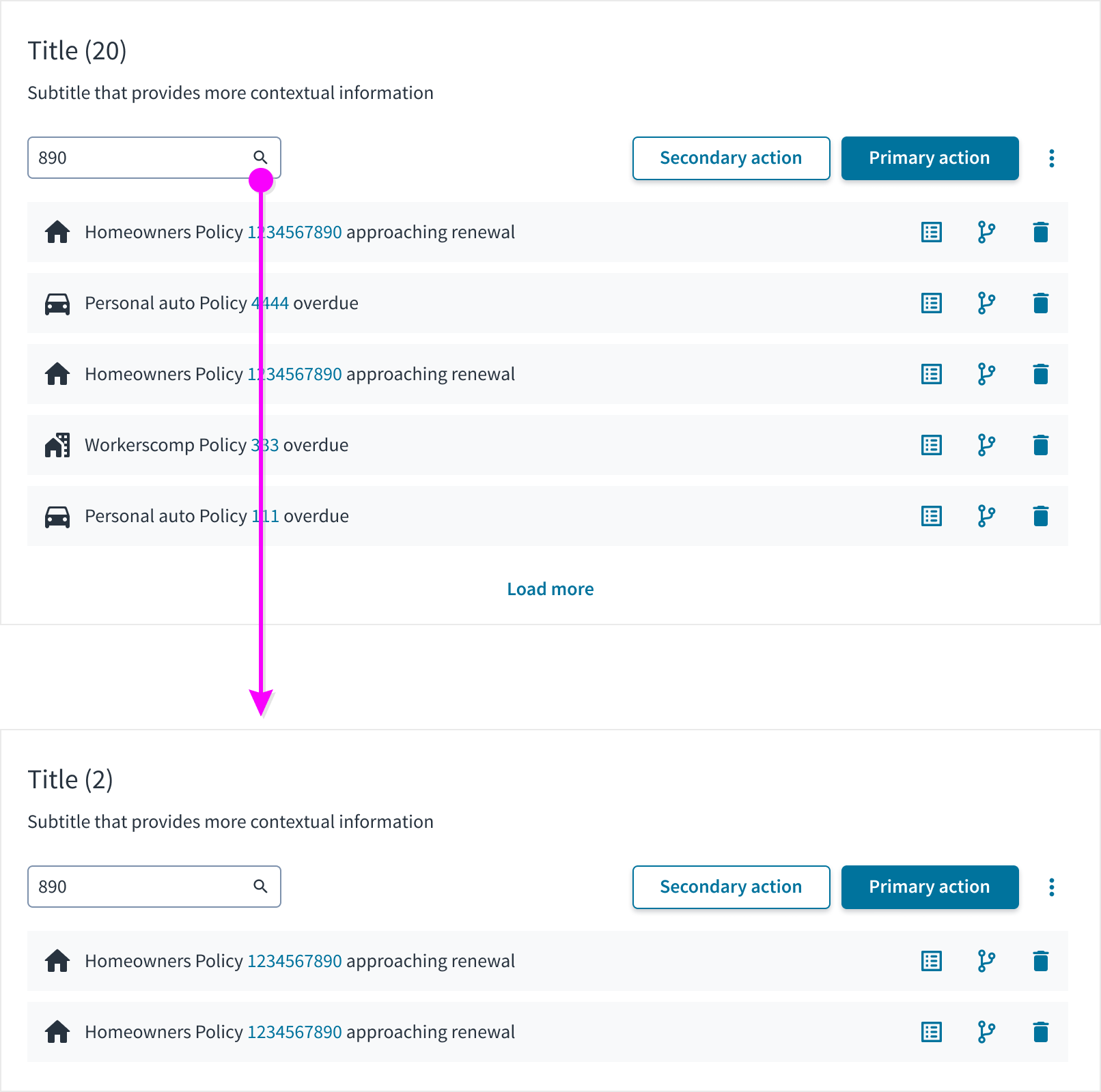 filtres de la vue Liste 