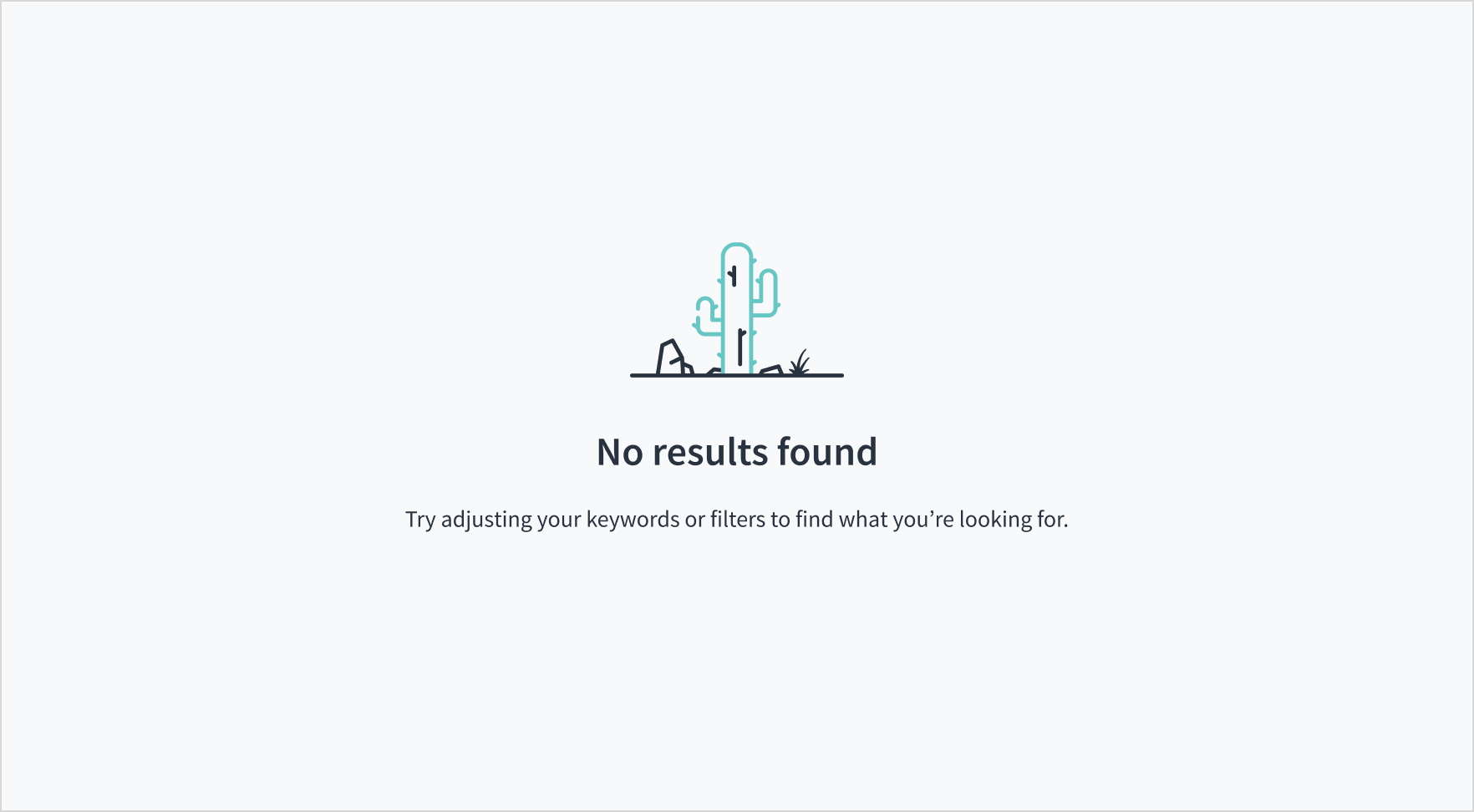 Exemple d'état vide sans résultats après qu'un utilisateur ait effectué une recherche