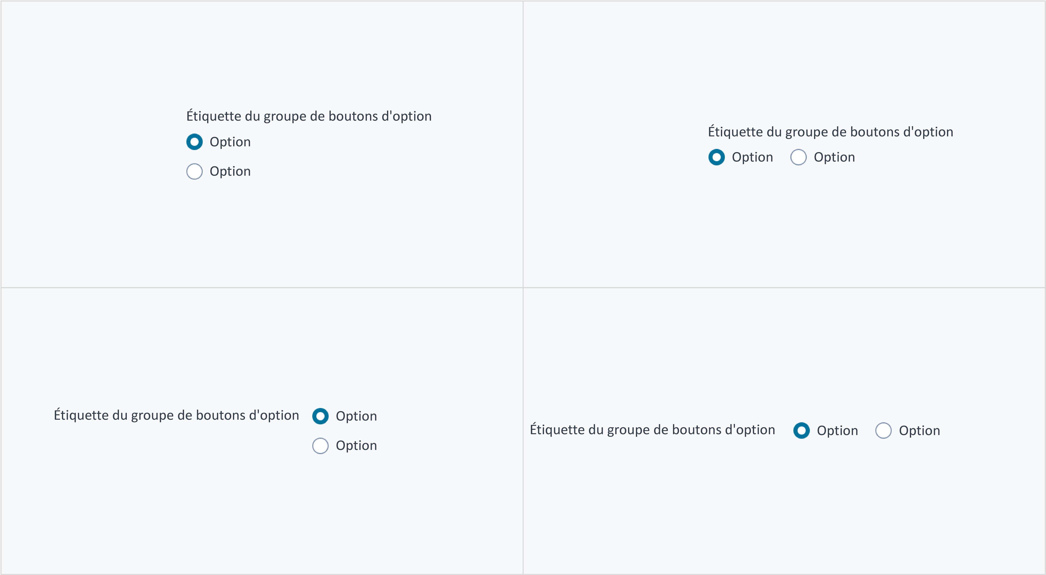 image illustrant l'alignement et l'emplacement du composant de case d'option