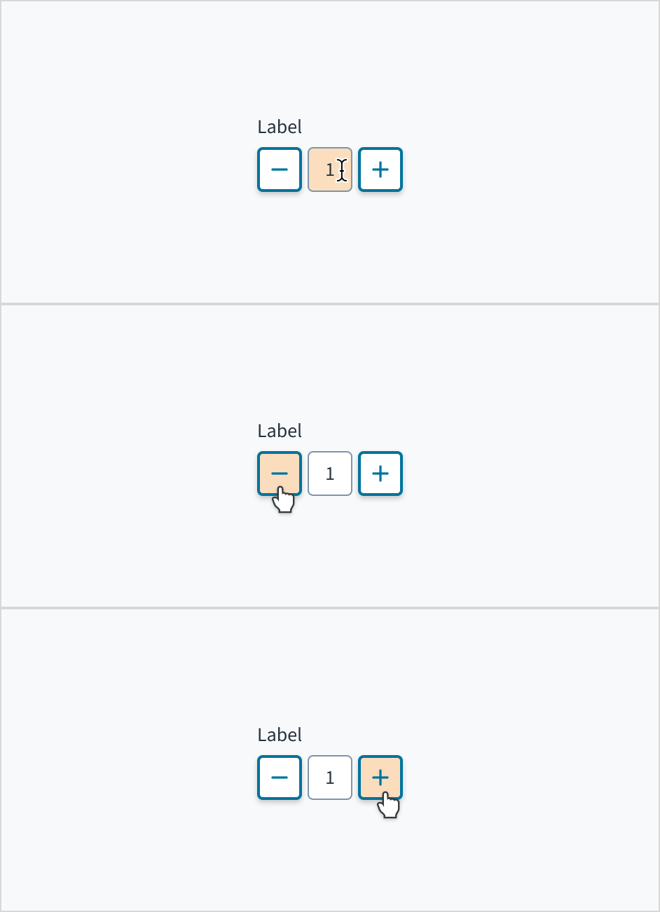 image illustrant les interactions avec le stepper à l'aide de la souris