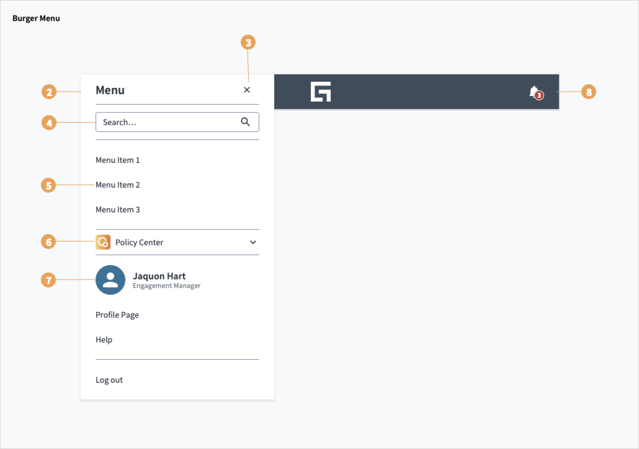 menu latéral développé