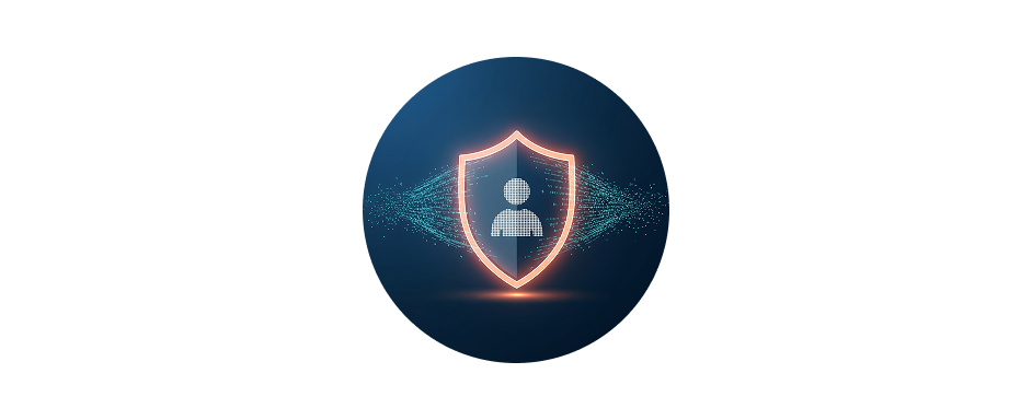 Icon of a shield protecting a user, representing responsible use.