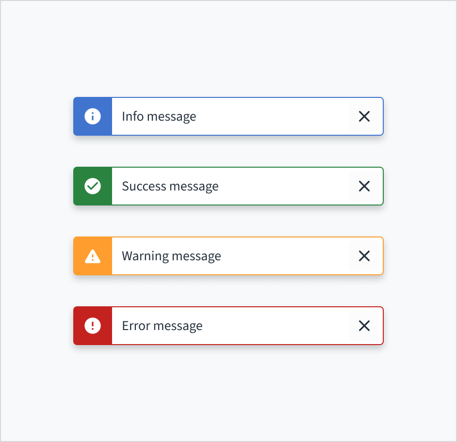 Image depicting four different types of toasts including info, success, warning, and error