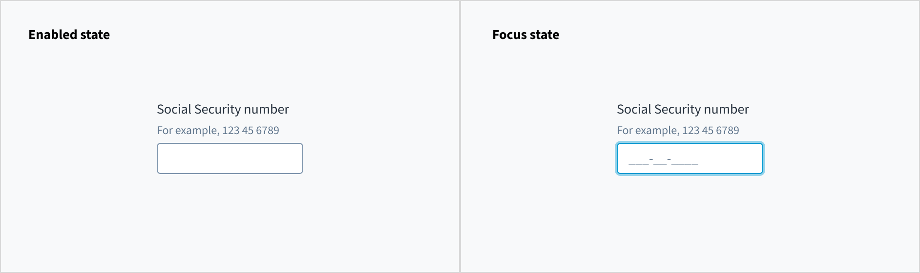 Image illustrating the text input field in the enabled state and focus state