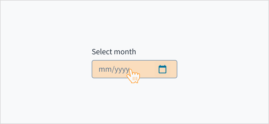 Image that shows a user interacting with the month picker using a mouse