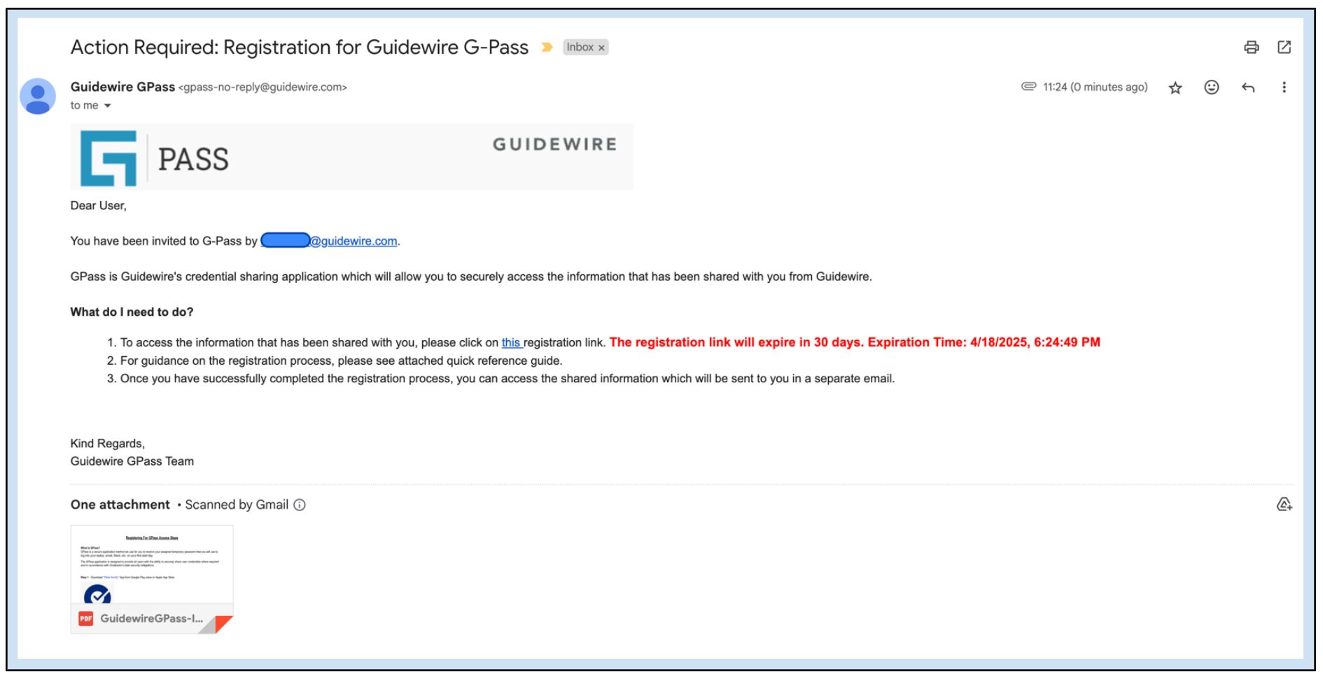 GPass invitation email